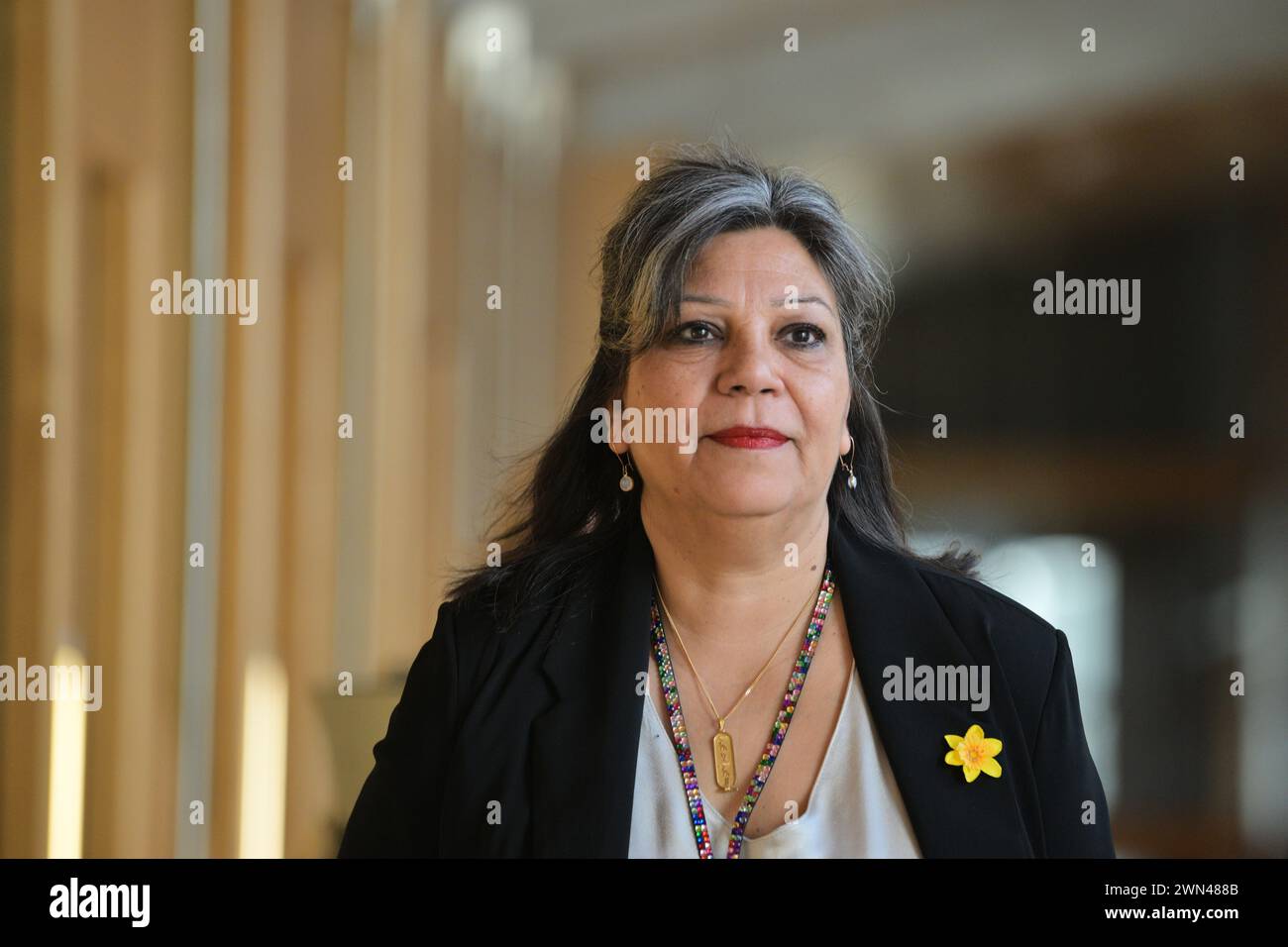Edinburgh Schottland, Vereinigtes Königreich 29. Februar 2024. Minister für Kultur, Europa und internationale Entwicklung Kaukab Stewart MSP im schottischen Parlament. Credit sst/alamy Live News Stockfoto