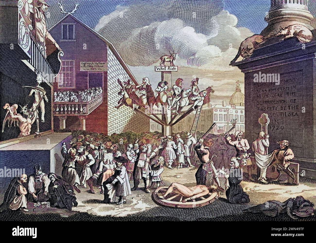 Emblematical Print of the South Sea from the Works of Hogarth published London 1833 , Historisch, digital restaurierte Reproduktion von einer Vorlage Stockfoto