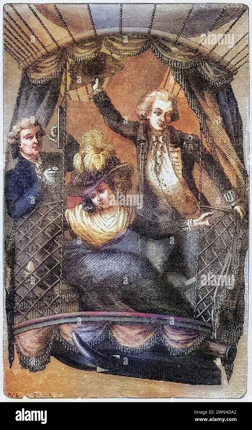 Der erste Ballonaufstieg in England 15. September 1784 / der erste Ballonaufstieg in England 15. September 1784 aus dem Buch Wonderdeful Balloon Ascents Stockfoto