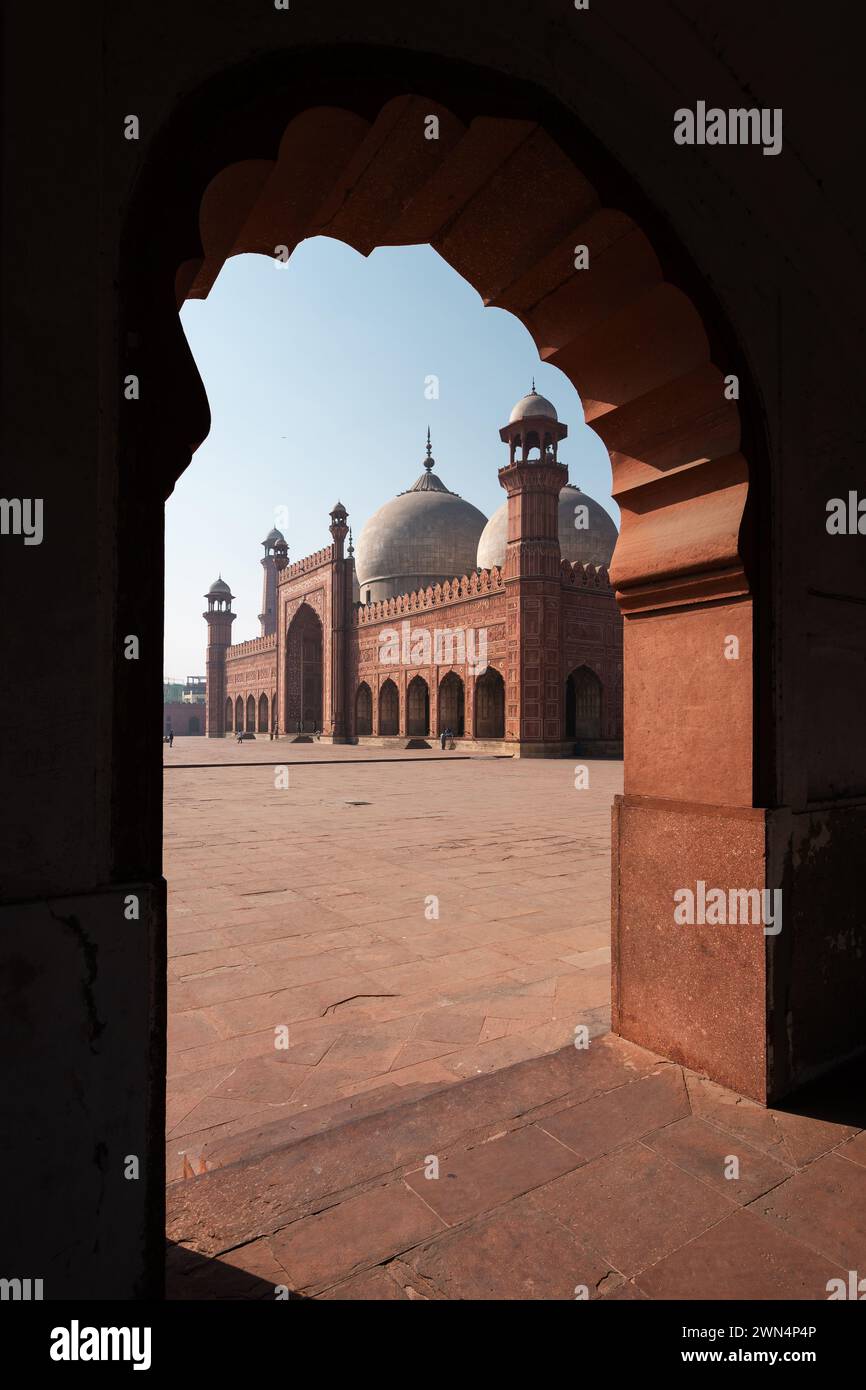 Historisches Wahrzeichen der Badshahi Moschee in Lahore, Pakistan. Stockfoto