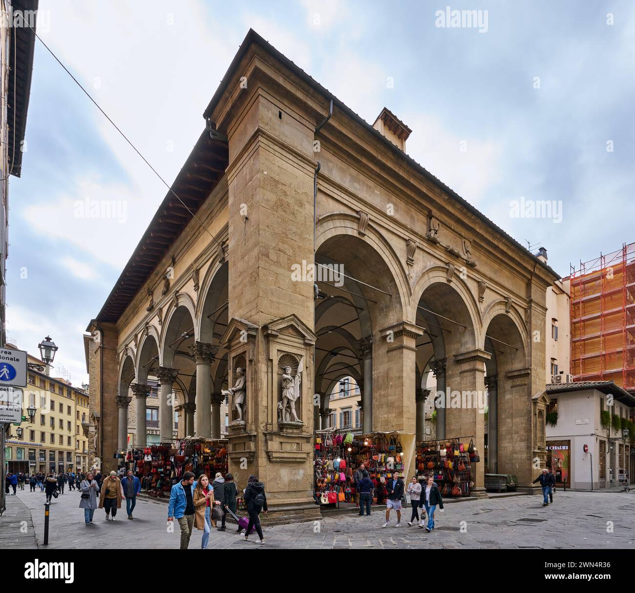 Ledermarkt am Mercato del Porcellino, Piazza del Mercato Nuovo, Florenz, Toskana, Italien Stockfoto