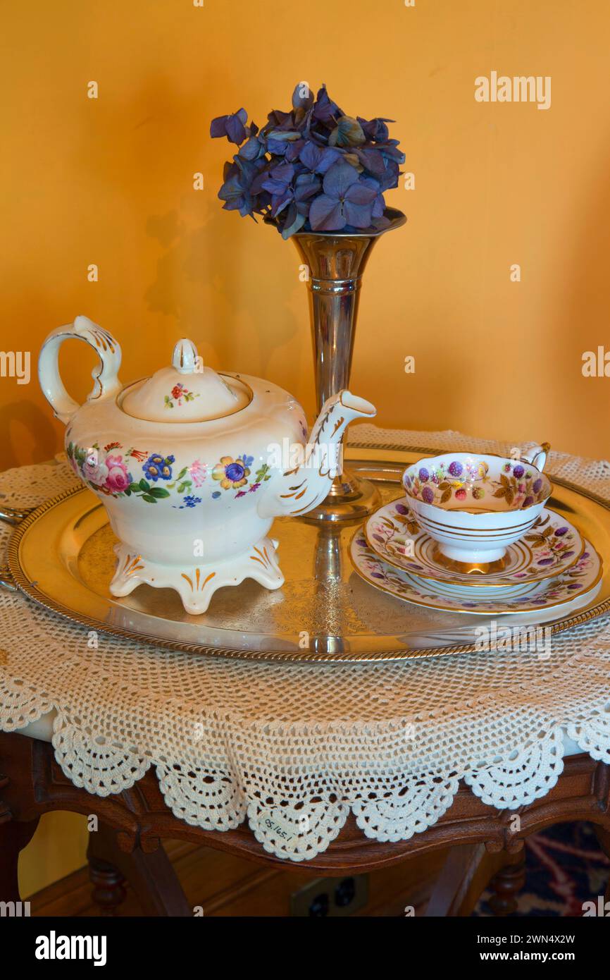 Teekanne in Deepwood Haus, Bushs Weide Park, Salem, Oregon Stockfoto