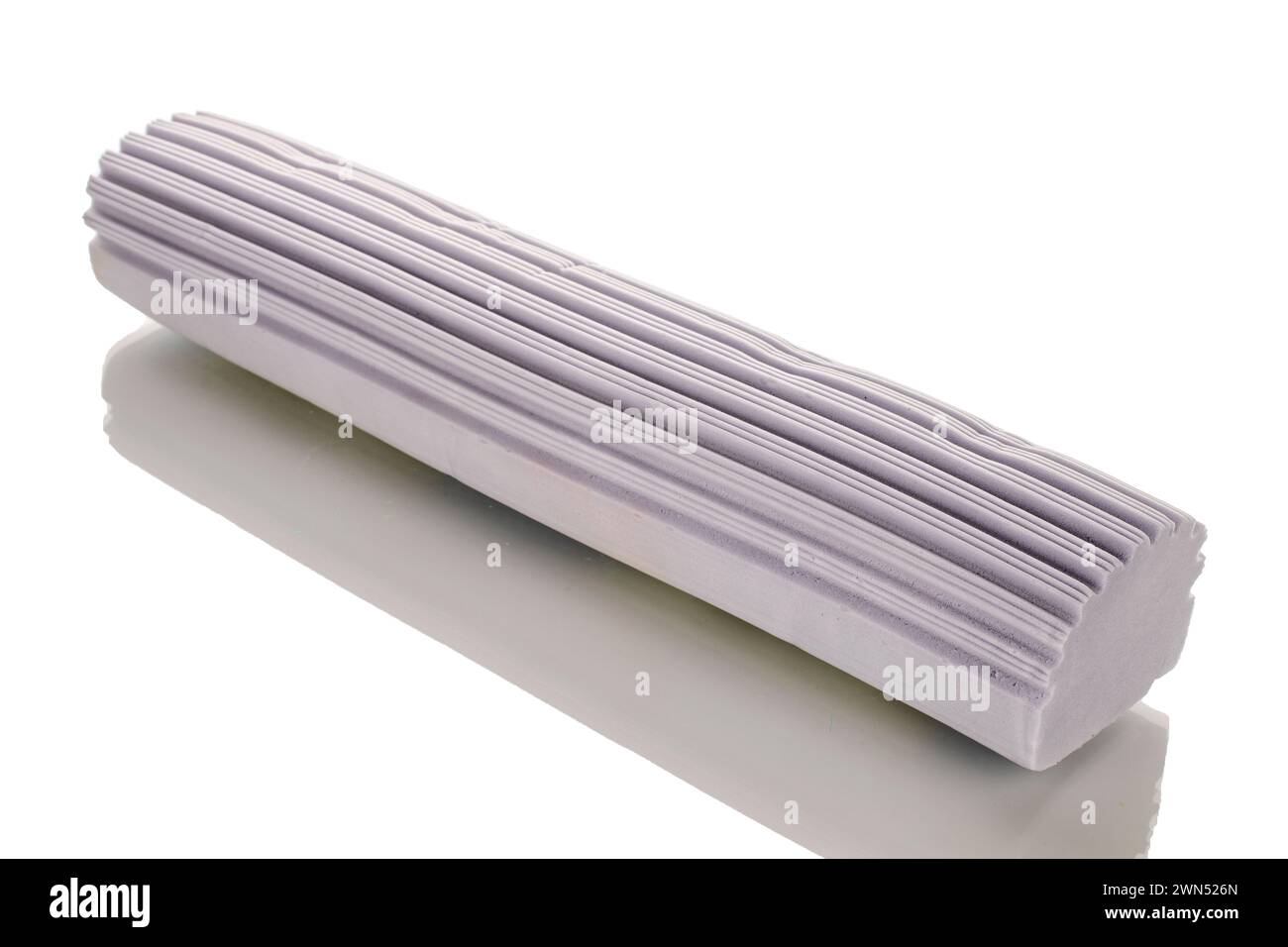 Ersatzteil für Waschfelder, austauschbar, für Mopp, Makro, isoliert auf weißem Hintergrund. Stockfoto