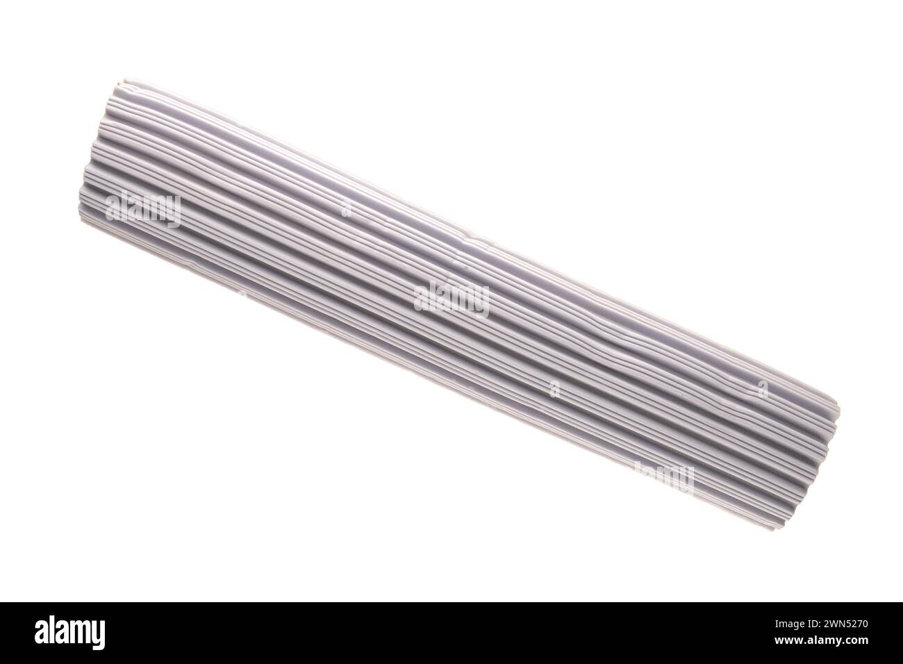 Nachfüllpackung für Feldwäsche, austauschbar, für Mopp, Makro, isoliert auf weißem Hintergrund, Draufsicht. Stockfoto