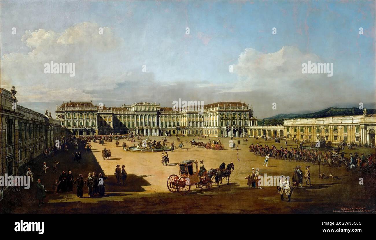 Bernardo Bellotto (1721-1780) - Schloss Schönbrunn in Wien, vom Hof aus gesehen Stockfoto
