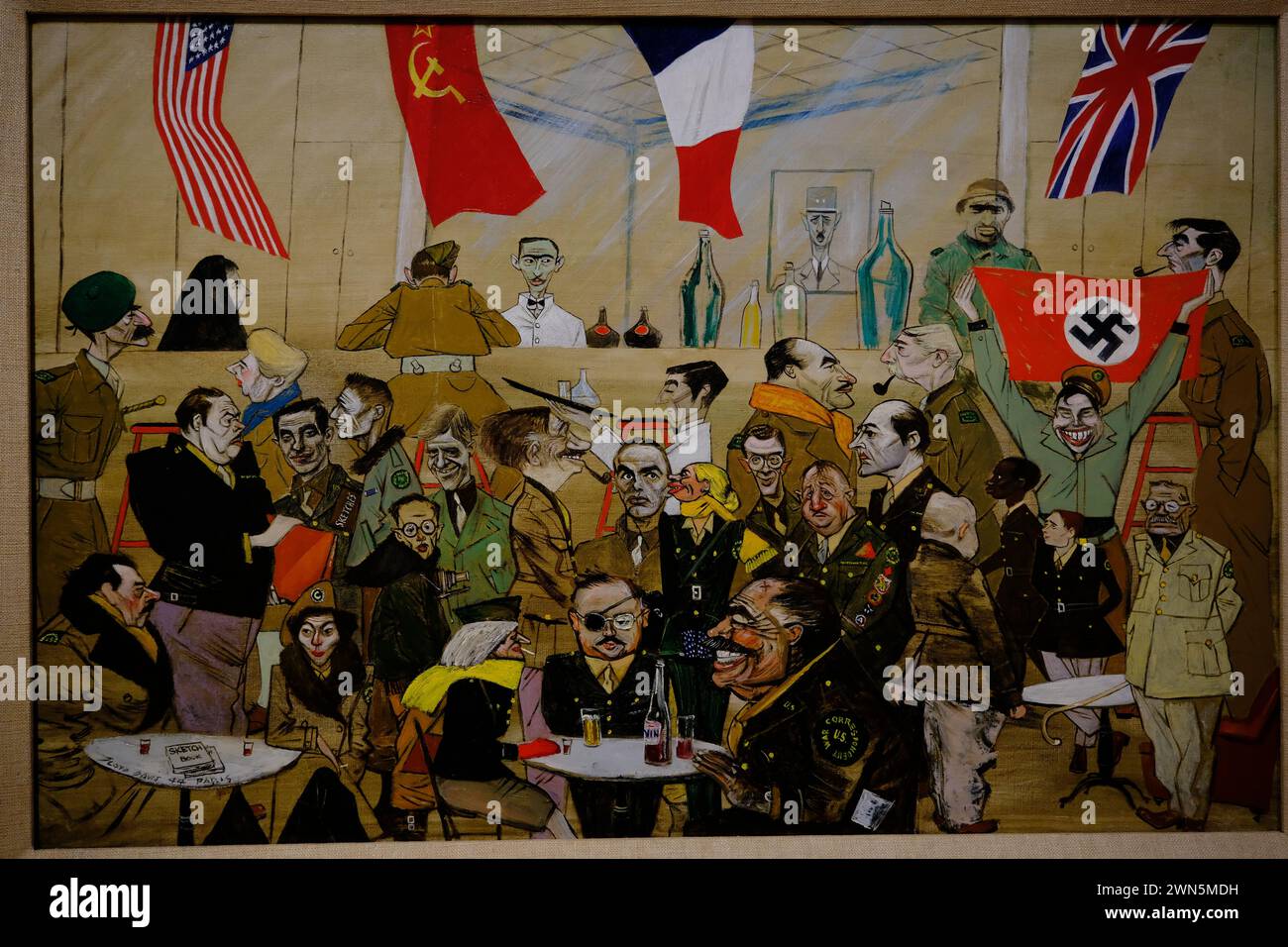 Ölgemälde 'Bar in Hotel Scribe' von der amerikanischen Illustratorin Floyd Davis in der National Portrait Gallery, Washington DC.USA Stockfoto