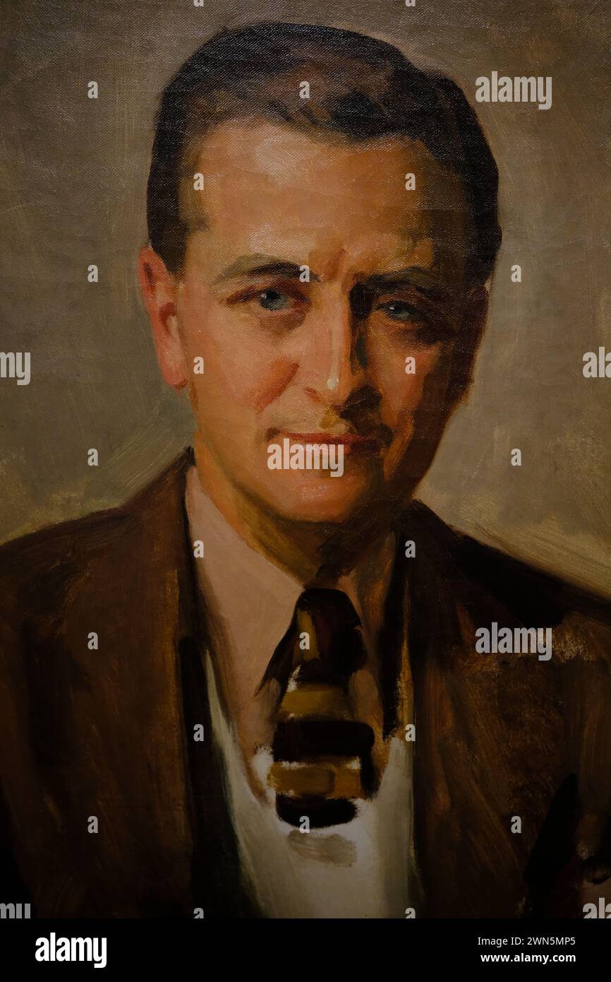 Das Porträt von F.Scott Fitzgerald des amerikanischen Malers David Silvette wird in der National Portrait Gallery in Washington DC.USA gezeigt Stockfoto