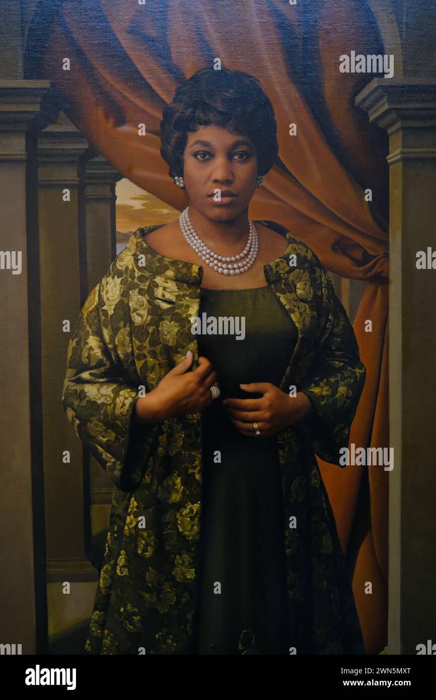 Die amerikanische Spinto-Sopranistin Leontyne Price, gemalt von Bradley Phillips, wird in der National Portrait Gallery ausgestellt. Washington DC.USA Stockfoto