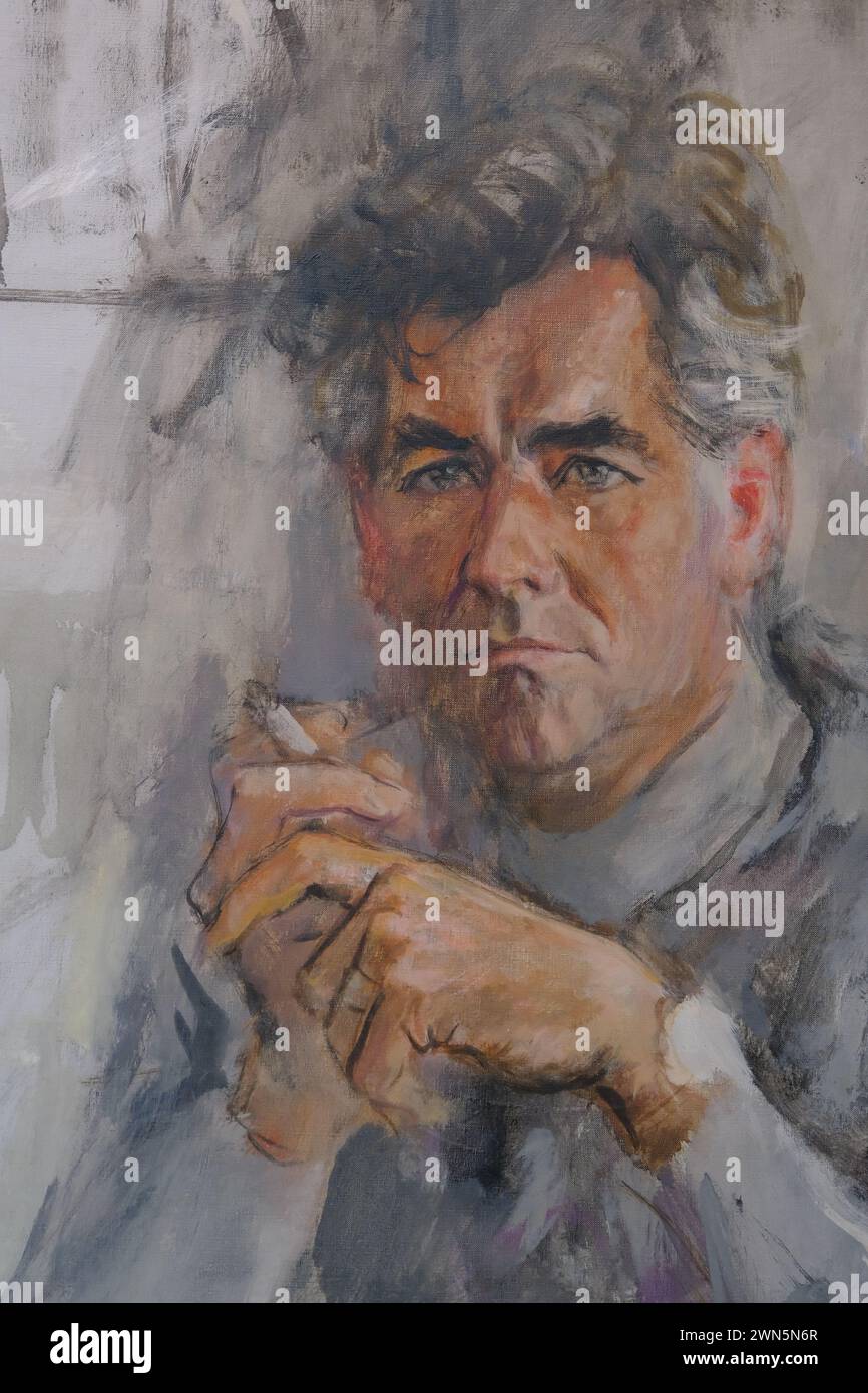 Porträt von Leonard Bernstein gemalt vom Künstler Rene Bouche in der National Portrait Gallery. Washington DC.USA Stockfoto