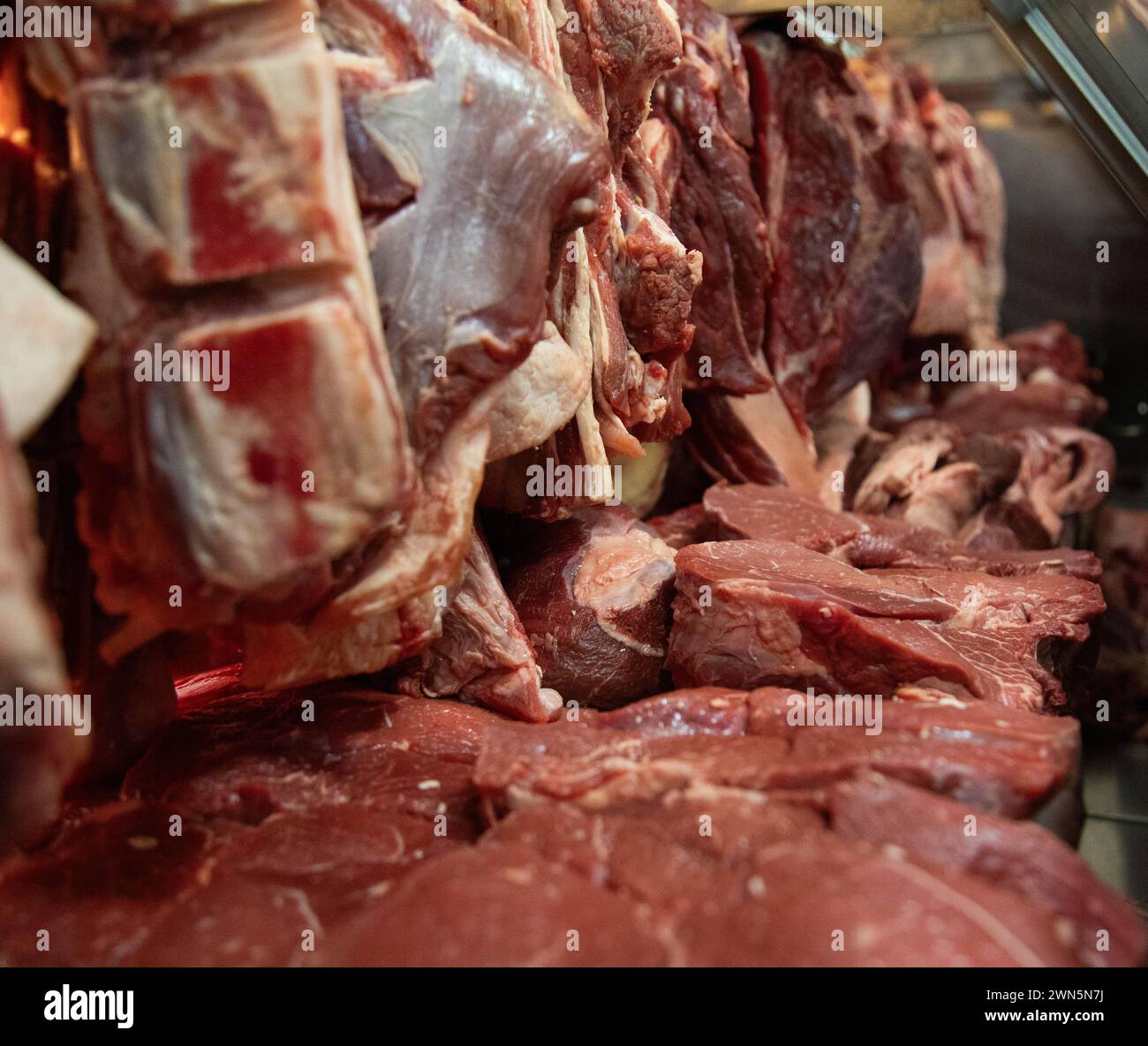 Rindfleisch in der Marktpräsentation Stockfoto