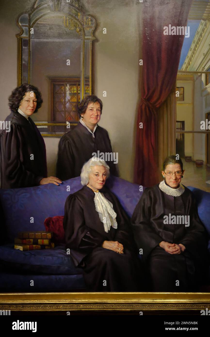 Die vier Richter das Porträt von vier weiblichen Richtern des Obersten Gerichtshofs des amerikanischen Malers Nelson Shanks ist in der National Portrait Gallery in Washington DC.USA zu sehen Stockfoto