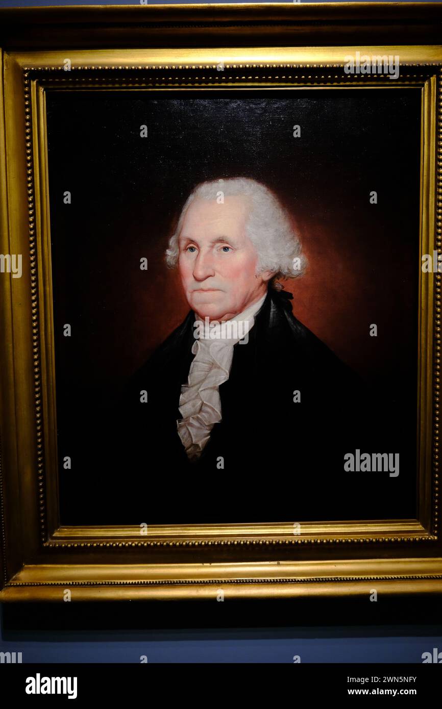 Das Porträt von George Washington, gemalt 1795 vom amerikanischen Maler Rembrandt Peale, zeigt in der National Portrait Gallery.Washington DC.USA Stockfoto