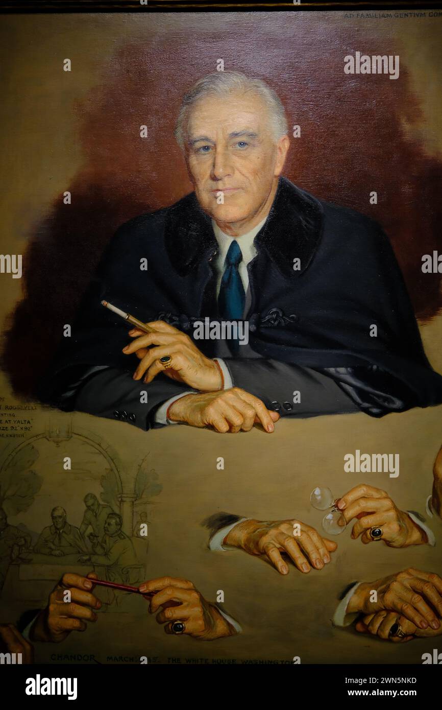 Ölgemälde von Franklin D. Roosevelt des britischen amerikanischen Malers Douglas Chandor in der National Portrait Gallery.Washington DC. USA Stockfoto