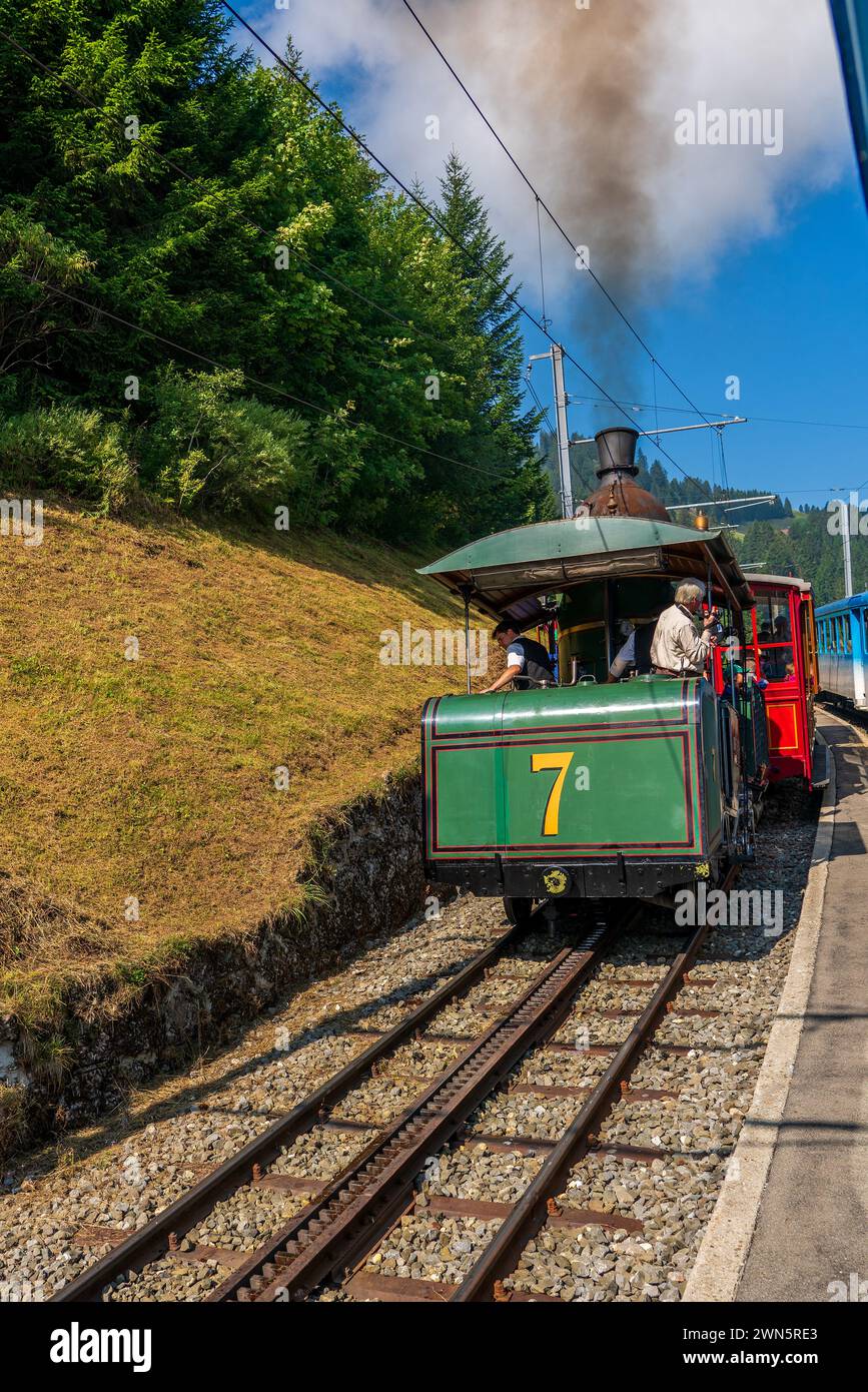 Die legendäre Lokomotive Nr. 7, gebaut 1873 in Goldau, Schweiz. Stockfoto