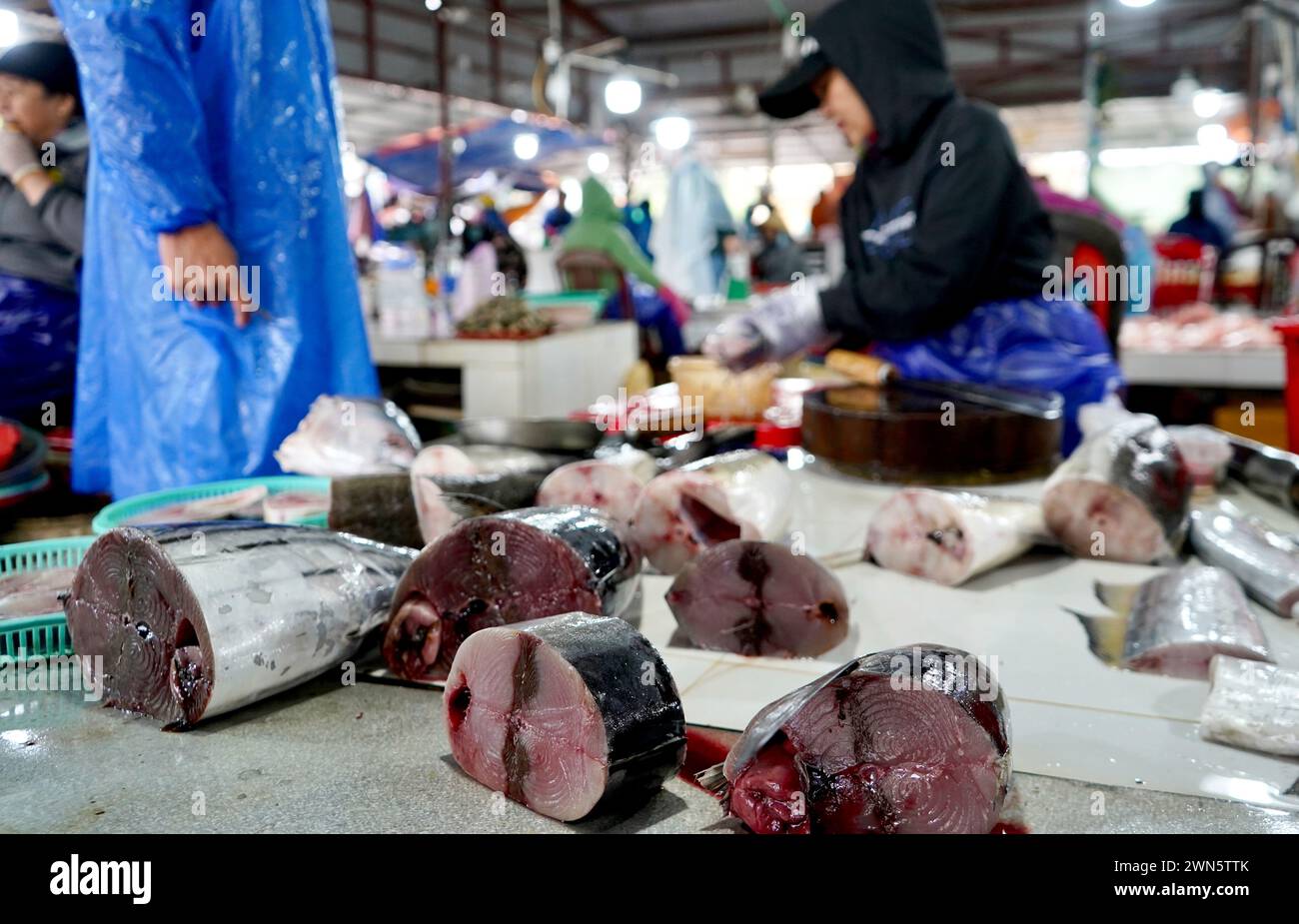 Fisch zum Verkauf in einem vietnamesischen Feuchtmarkt Stockfoto