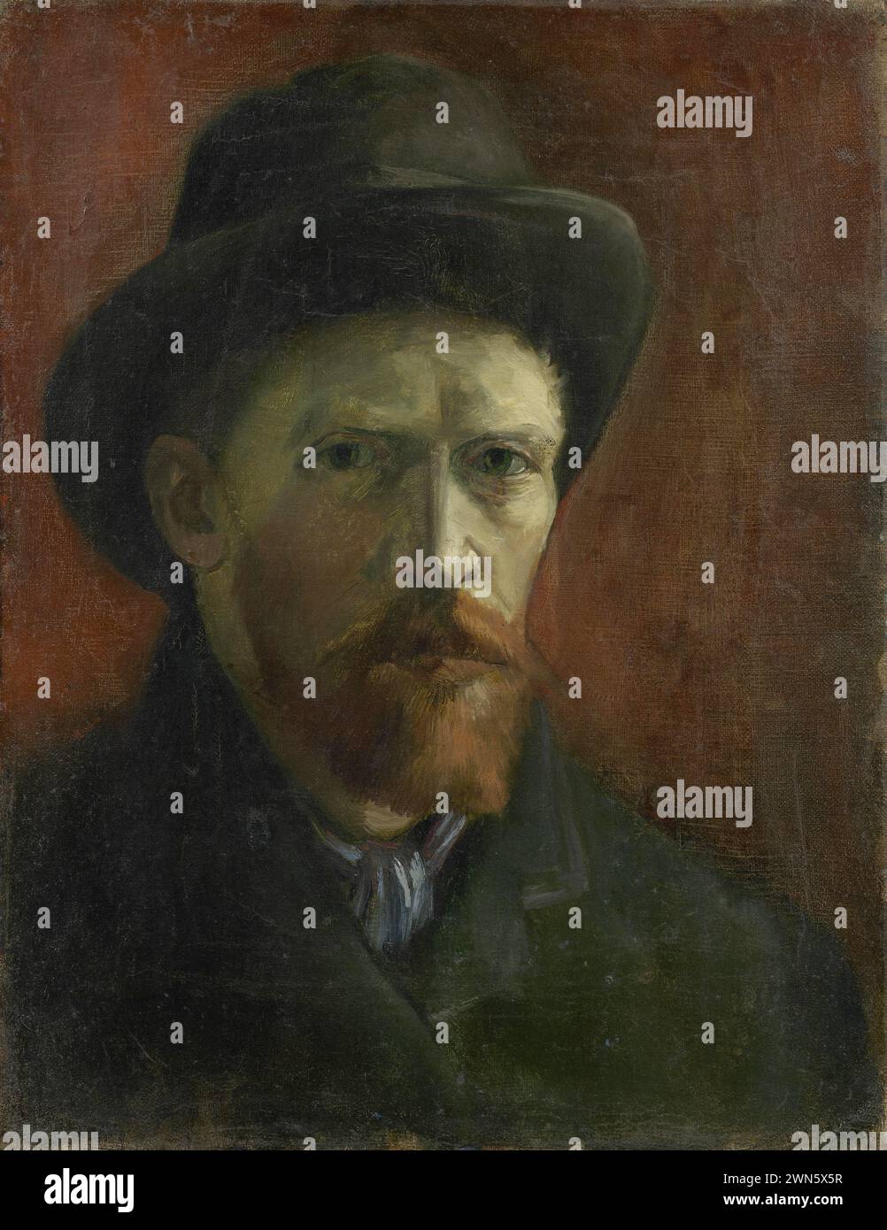 Porträt mit Filzmütze (1887) (olio su tela 41,5 x 32,5 cm)vg02 - Van Gogh Vincent - selbst Stockfoto