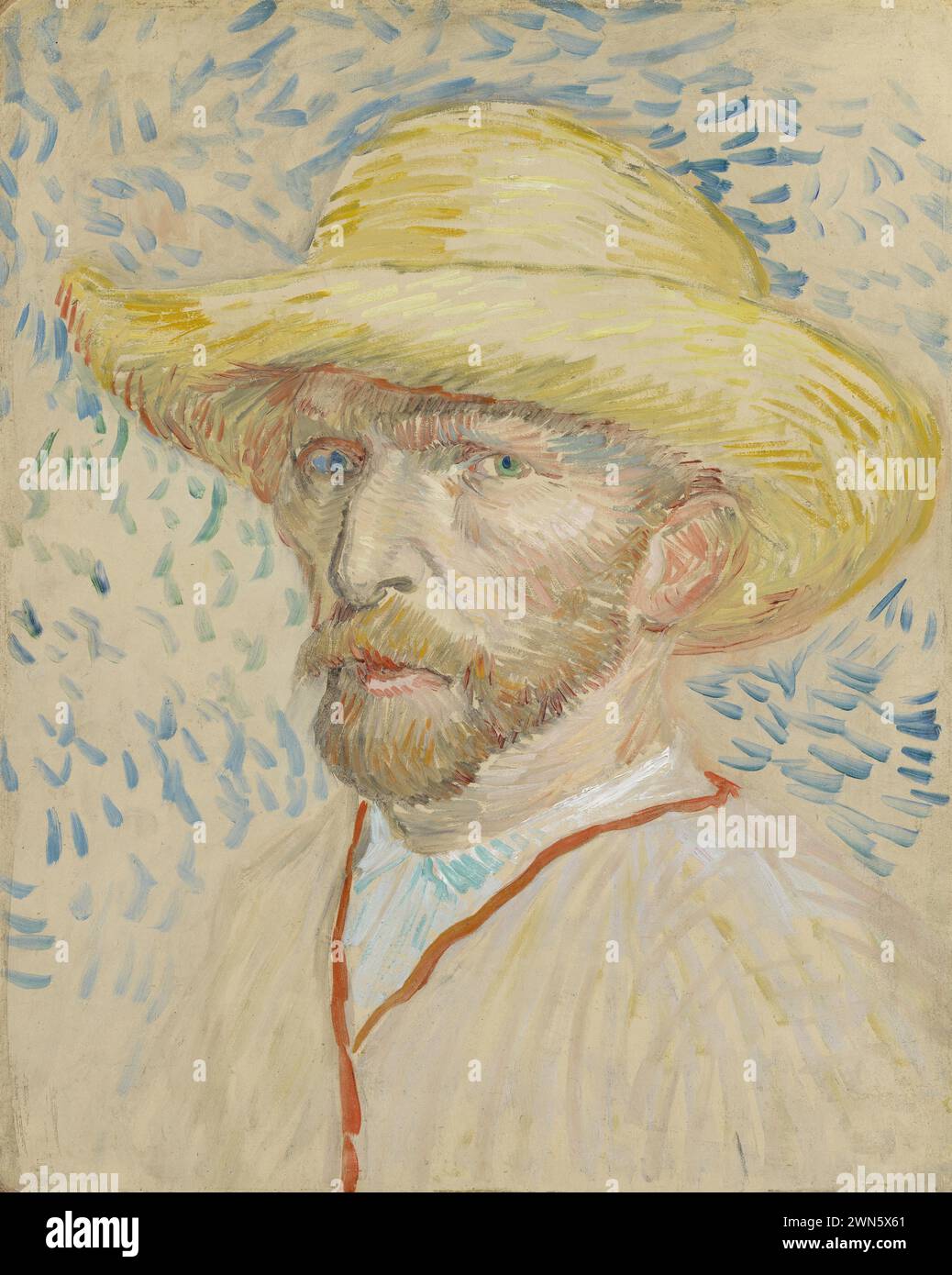 Porträt mit Strohhut (1887) (olio su tela 40,9 x 32,8 cm)vg02 - Van Gogh Vincent - selbst Stockfoto