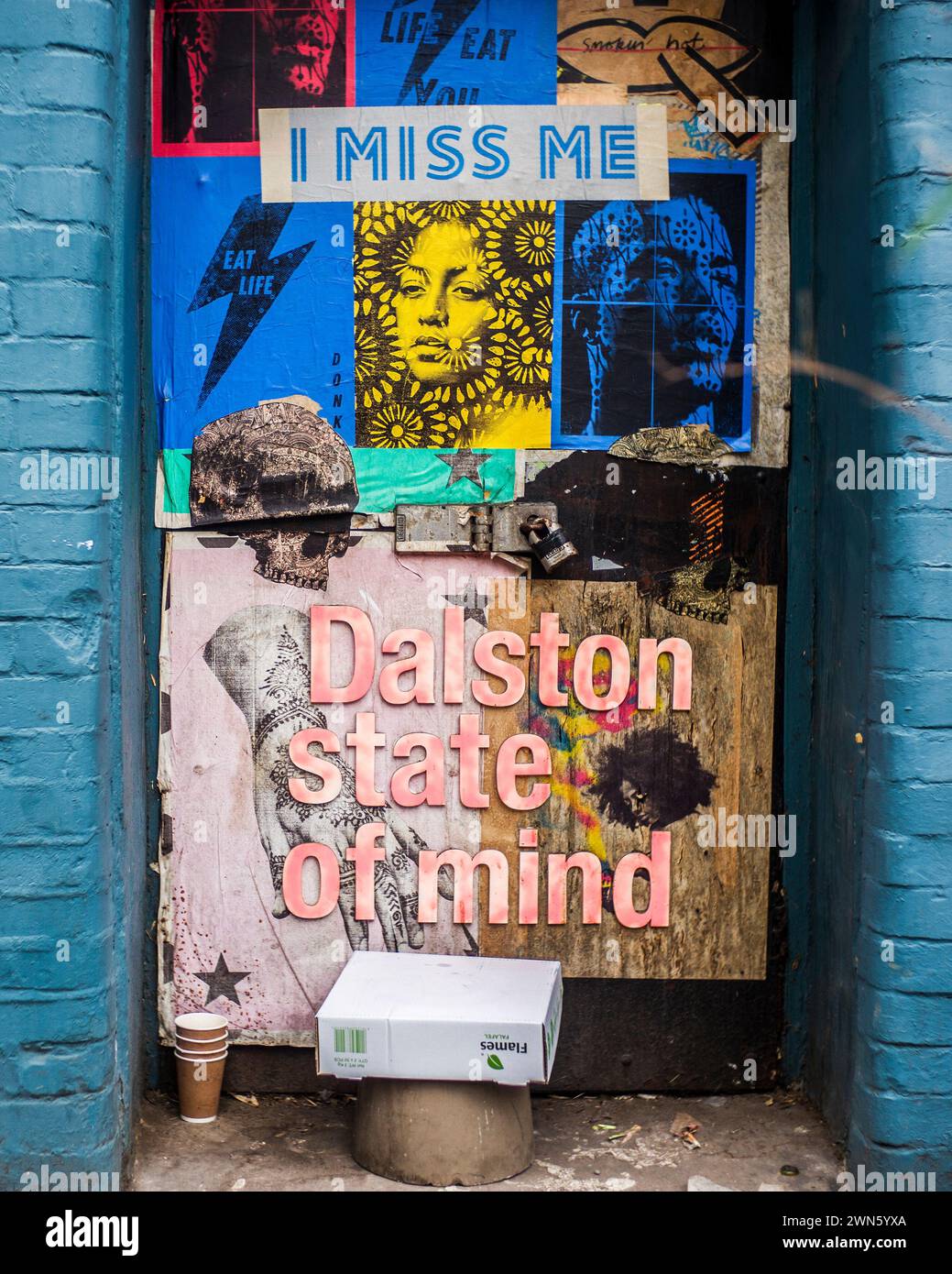 Poster „Ich vermisse mich“ und „Dalston State of Mind“ Stockfoto