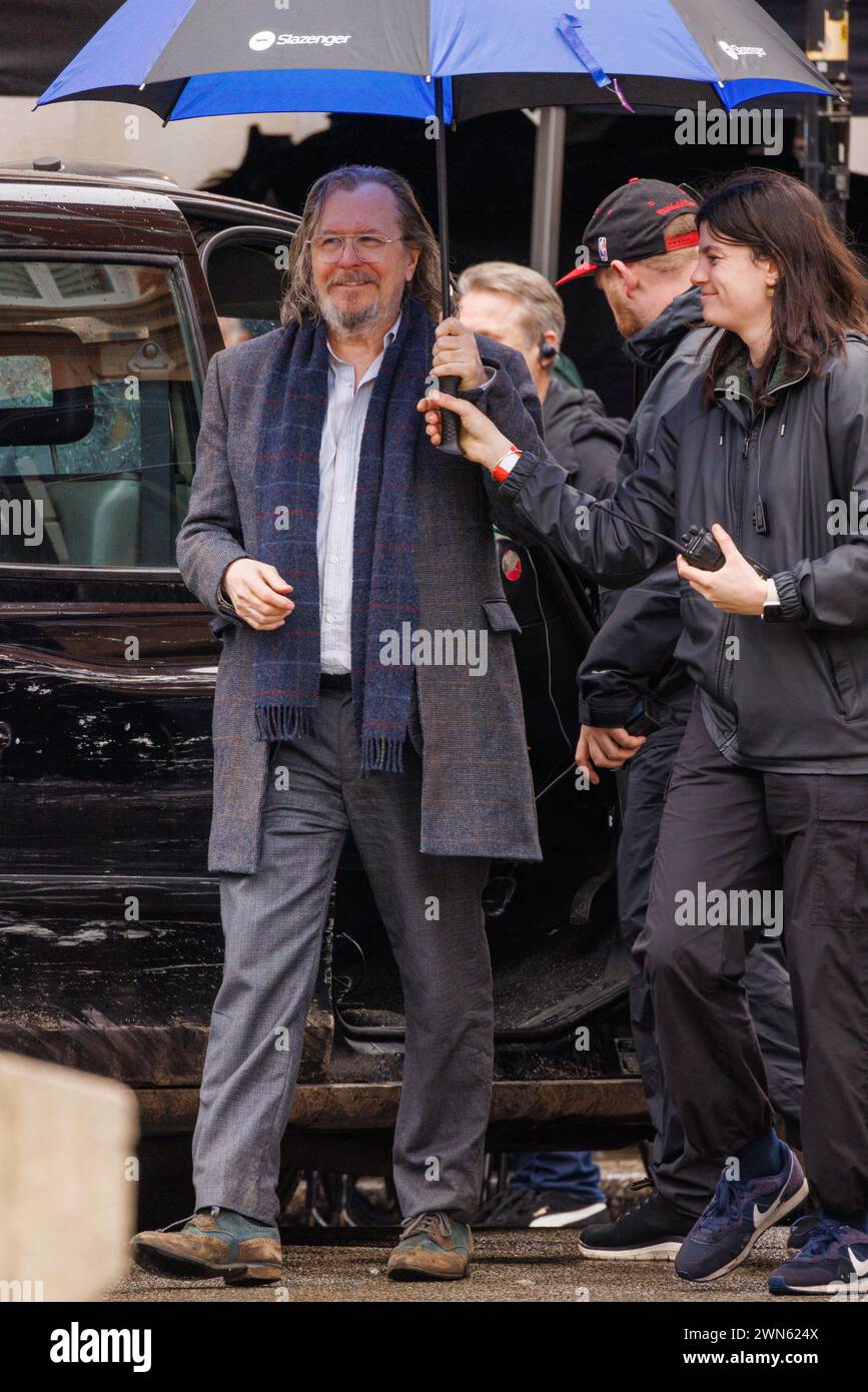 Gary Oldman Filmt Langsame Pferde Stockfoto