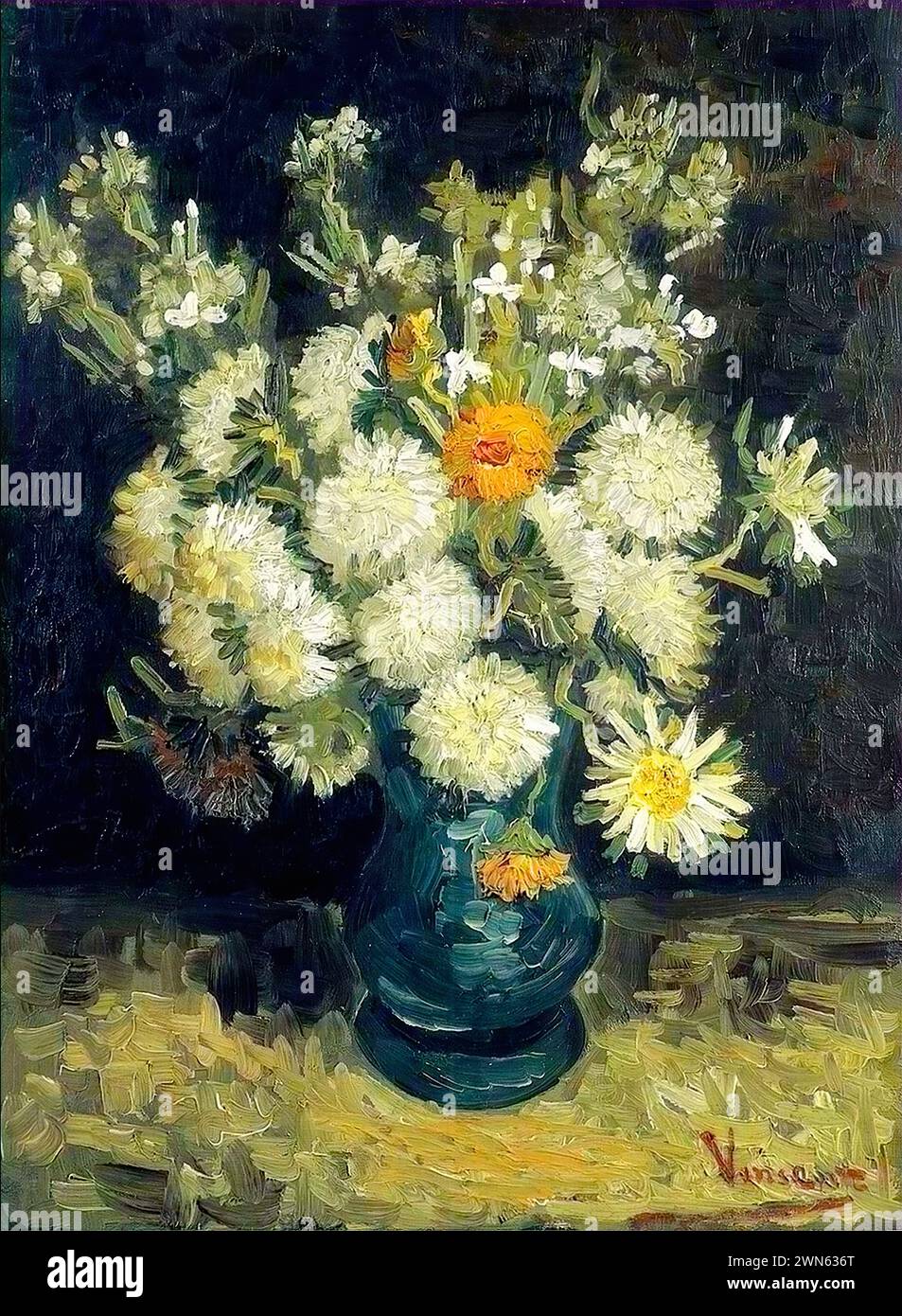 Van Gogh Vincent - Blumen in einer blauen Vase (1886) Stockfoto