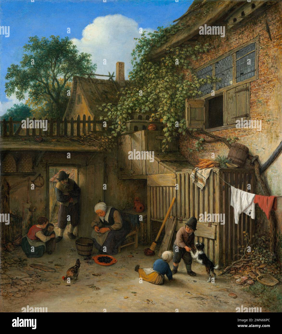 Van Ostade Adriaen - Der Hof Des Cottage (1673) Stockfoto