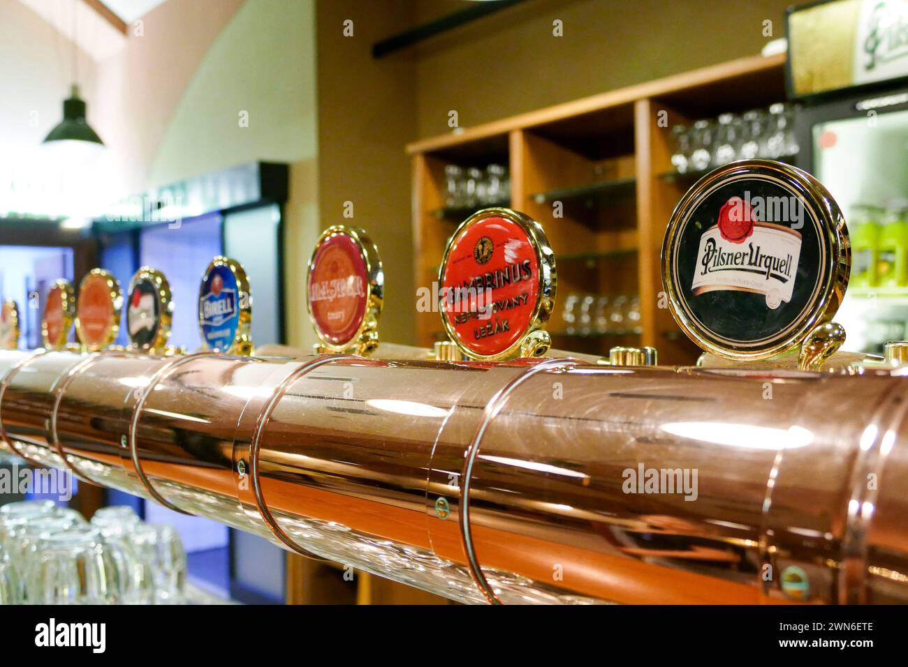 Pilsen, Tschechische Republik - 01. Juni 2017. Kupferbrauerei in der Pilsner Urquell Brewery Stockfoto