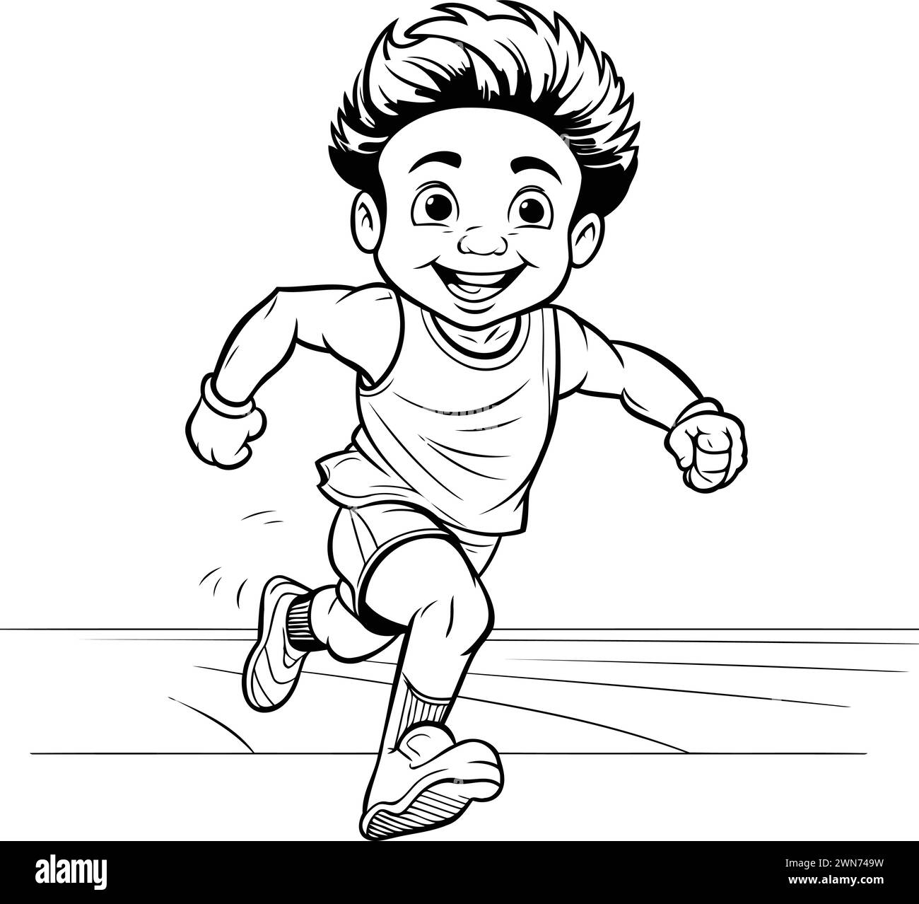 Illustration eines Jungen, der im Rennen läuft. Vektorabbildung. Stock Vektor