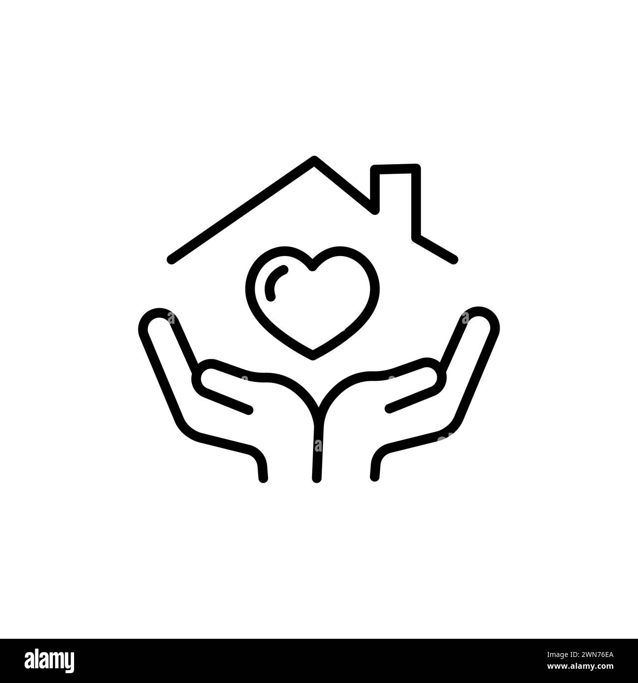 Die besten Hände halten das Haussymbol mit dem herzförmigen Liniensymbol für Web-, Mobile- und Infografiken Stock Vektor