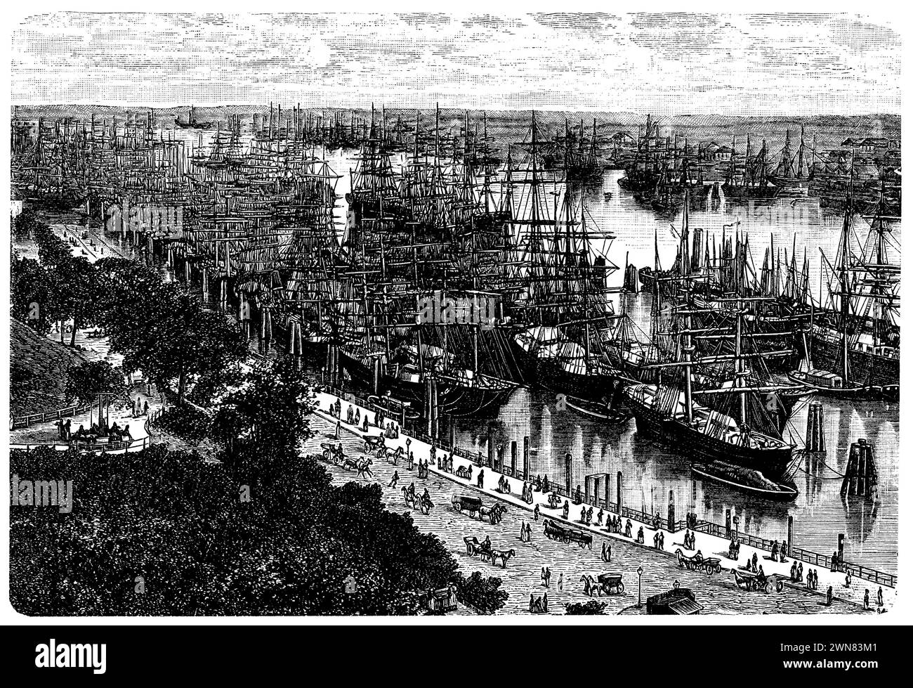 Hamburger Hafen, , (Enzyklopädie, 1893), Hafen von Hamburg, Port de Hambourg Stockfoto