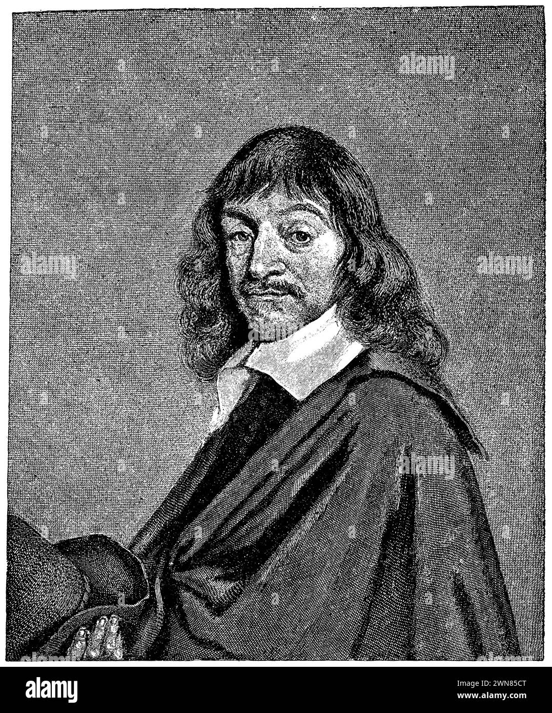 René Descartes (1596–1650), französischer Philosoph, Mathematiker und Naturwissenschaftler, nach einem Gemälde von Franz Hals, Frans Hals (religionsgeschichtliches Buch, 1923), René Descartes (1596–1650), französischer Philosoph, Mathematiker und Naturwissenschaftler, nach einem Gemälde von Franz Hals, René Descartes (1596–1650), Philosophe, mathématicien et Scientifique francais, d’après un tableau de Franz Hals Stockfoto