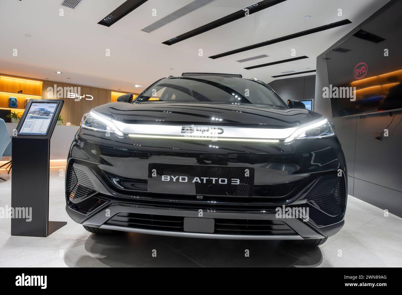 BYD Car Showroom, Hongkong, China. Stockfoto
