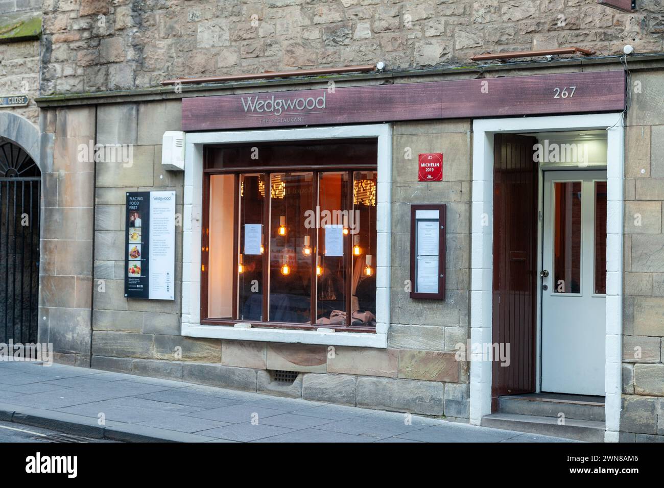 Wedgwood Restaurant im Besitz von Fernsehkoch Paul Wedgwood in Canongate, Royal Mile, Edinburgh Stockfoto