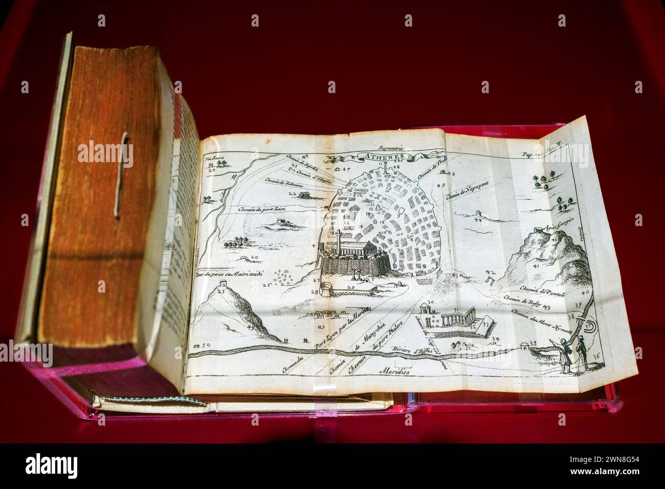 Plan von Athen von Jacob Spon (1647-1685), George Wheler (1651-1724) - gedrucktes Buch 1679, Amsterdam Stockfoto