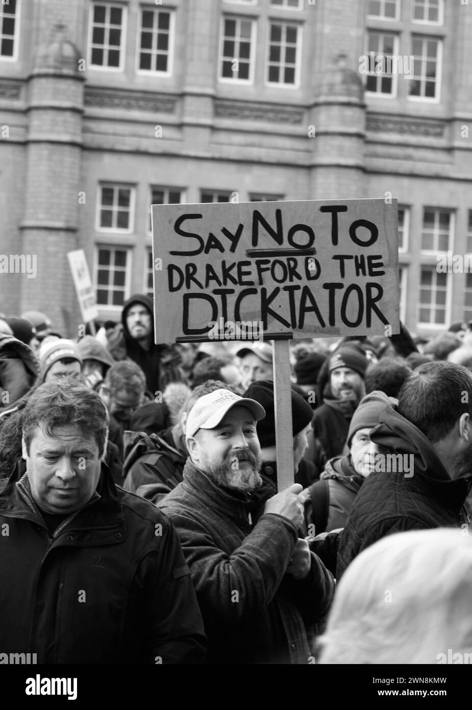 Walisische Bauern protestieren im Senedd, Cardiff Stockfoto