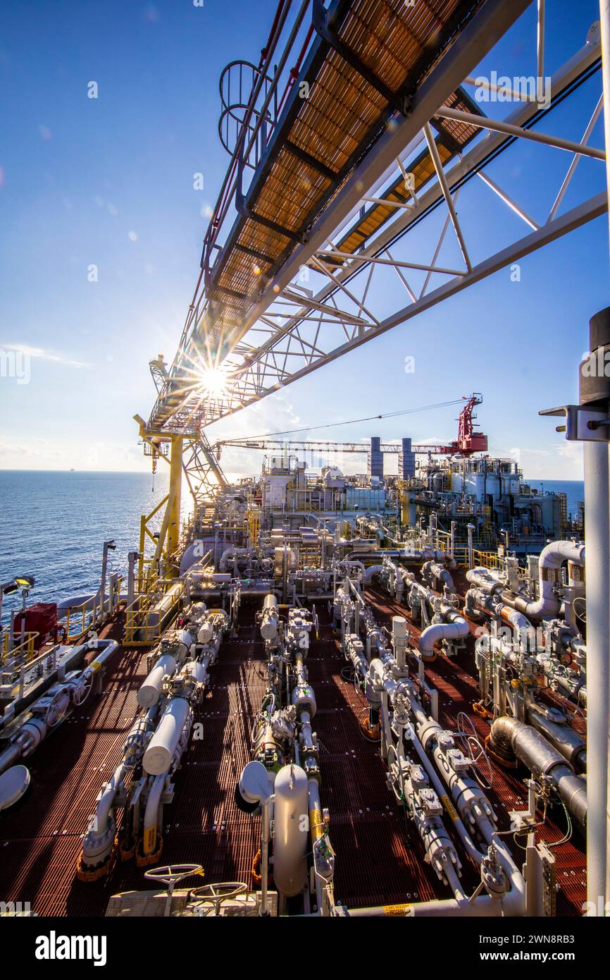 Bilder von der Offshore-Energieplattform an Bord Stockfoto