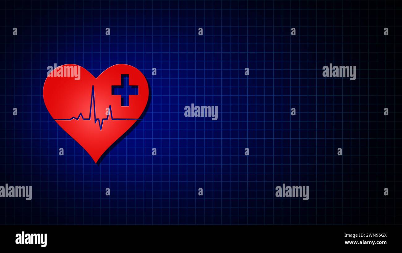 Herzpflege mit Krankenhaus-Pluszeichen Stockfoto