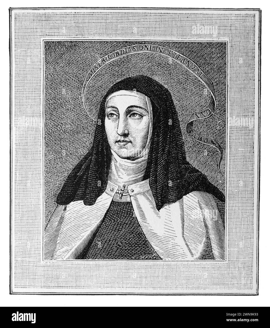 Die heilige Theresia (oder Teresa) von Ávila (1515–1582) alias Teresa Sánchez de Cepeda Dávila y Ahumada: Stich aus dem Leben der Heiligen von Reverend Sabin Baring-Gould, veröffentlicht 1898 Stockfoto
