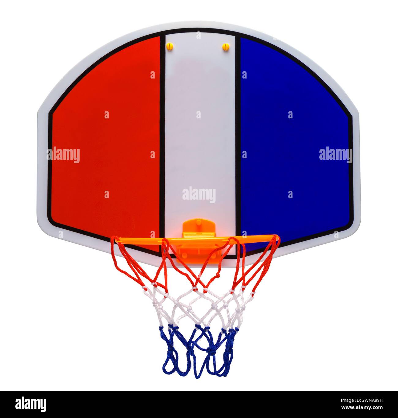 Spielzeug Basketball Hoop in weiß. Stockfoto