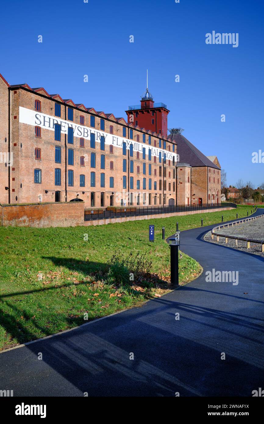 Ditherington Flax Mill, das weltweit erste Eisenrahmengebäude in Shrewsbury, Großbritannien Stockfoto