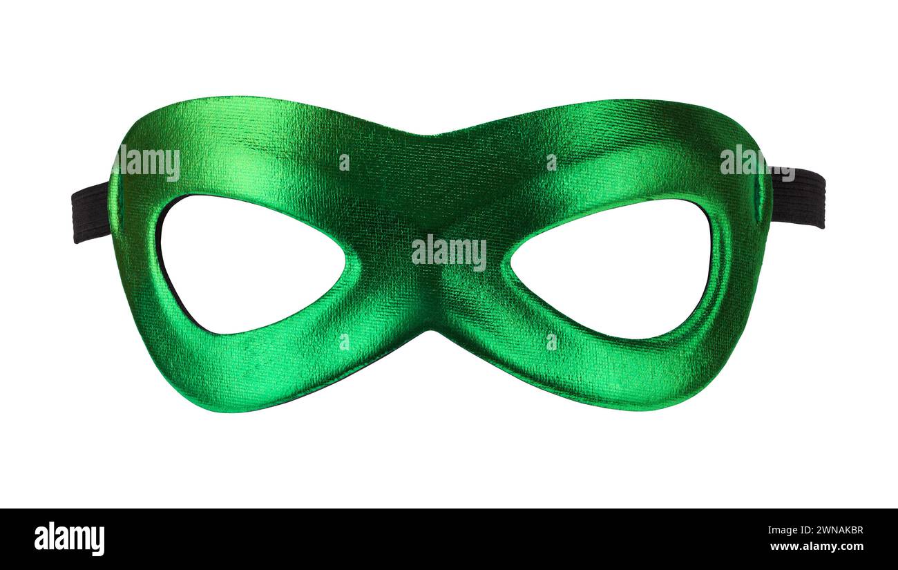 Grüne Augenmaske auf weiß ausgeschnitten. Stockfoto
