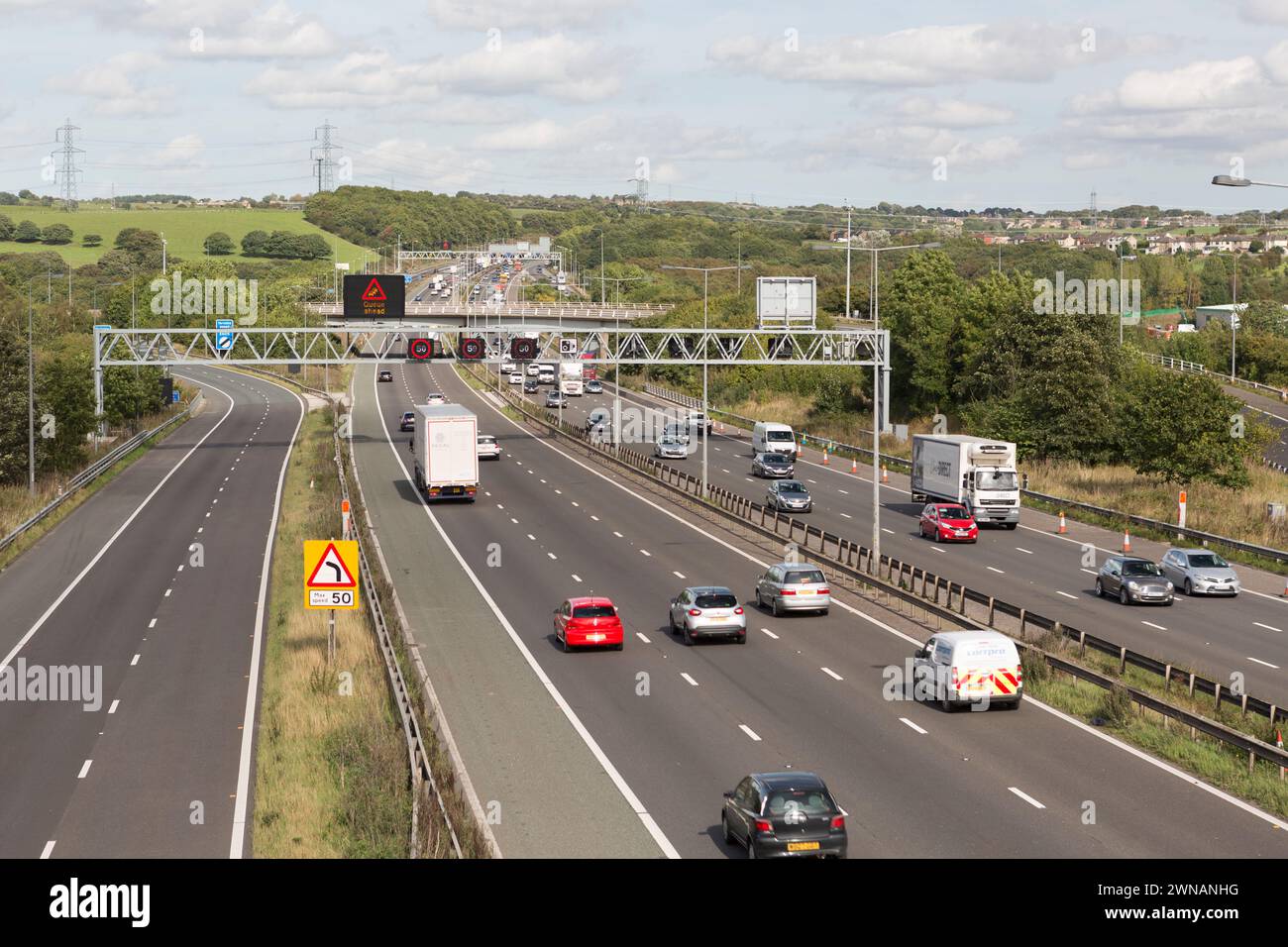 Die Autobahn M62 in der Nähe von Huddersfield. Stockfoto