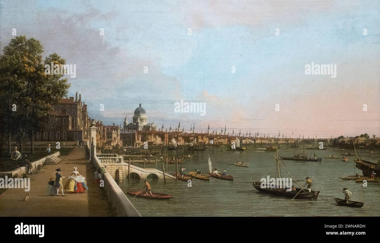 Giovanni Antonio Canal, oder Canaletto Painting UK; 'The River Themse from the Terrace of Somerset House, London', 1750. Italienischer Maler aus dem 18. Jahrhundert. Stockfoto