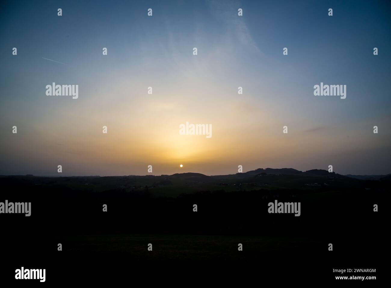 Sonnenuntergang im Waldviertel (zwischen Yspertal und Hofamt Priel) Stockfoto