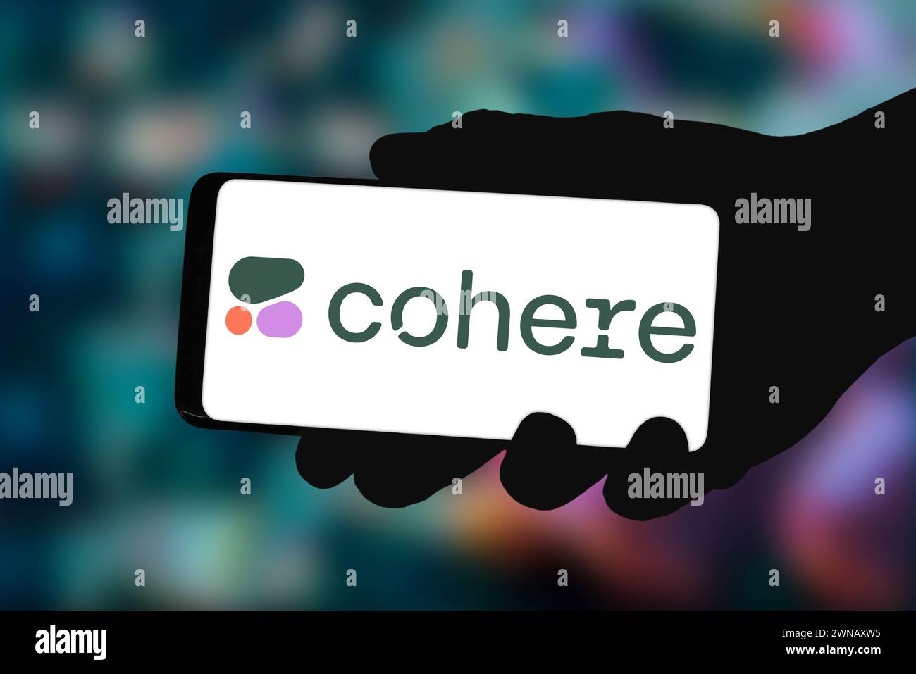 Das Firmenlogo von Cohere wird auf einem Smartphone angezeigt Stockfoto
