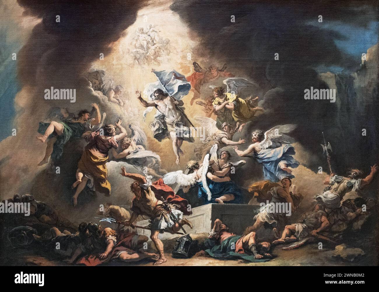Sebastiano Ricci Gemälde; „die Auferstehung“, 1714-16, 1700er Jahre – italienischer Maler der Barockschule von Venedig aus dem 18. Jahrhundert. Stockfoto