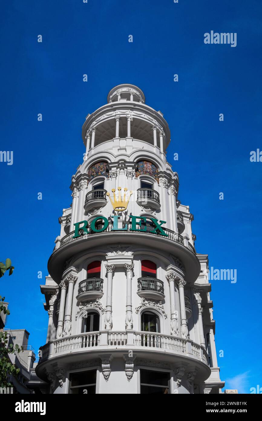 Rolex Building Edificio Grassy Madrid in Spanien Stockfoto