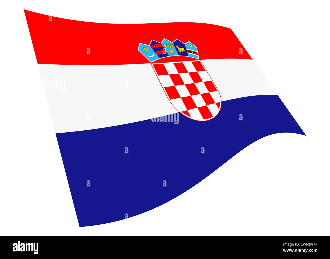 Kroatien schwenkt Flagge mit Beschneidungspfad Stockfoto