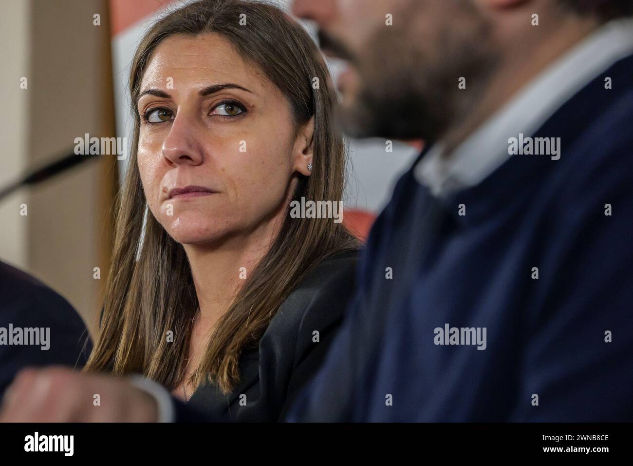 Onorevole Anna Ascani, Vize presidente della camera, tiene l'incontro organizzato dal partito democratico alla Cartiera papale di Ascoli Piceno Stockfoto