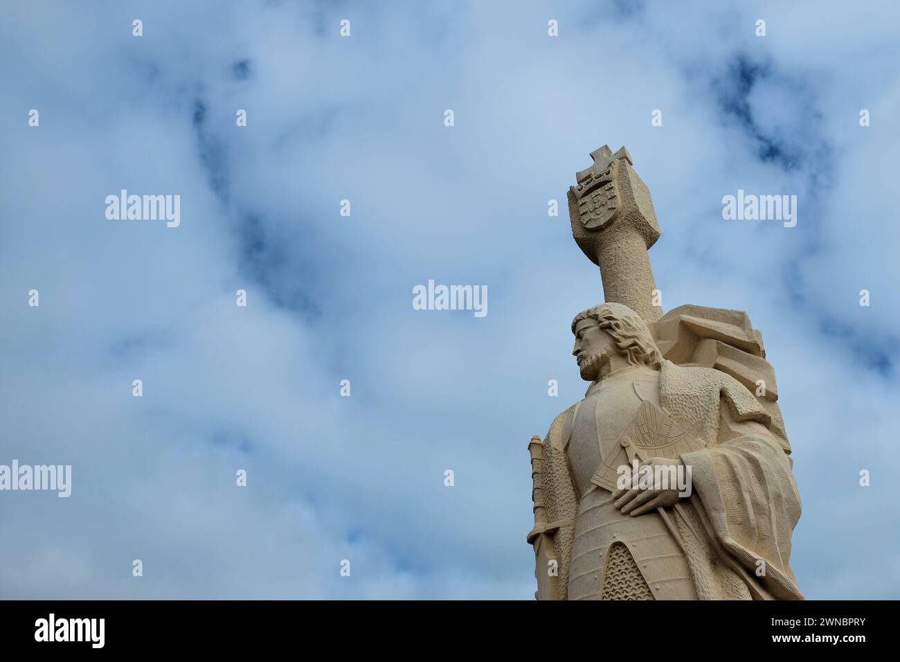 Nahaufnahme der Juan Rodríguez Cabrillo Statue am Cabrillo National Monument auf der Point Loma Halbinsel in San Diego, Kalifornien; Stockfoto