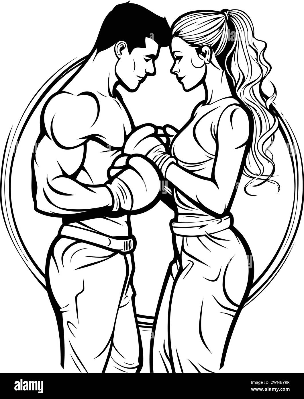 Vektor-Illustration von zwei Liebenden, die sich küssen. Umarmen und küssen. Stock Vektor